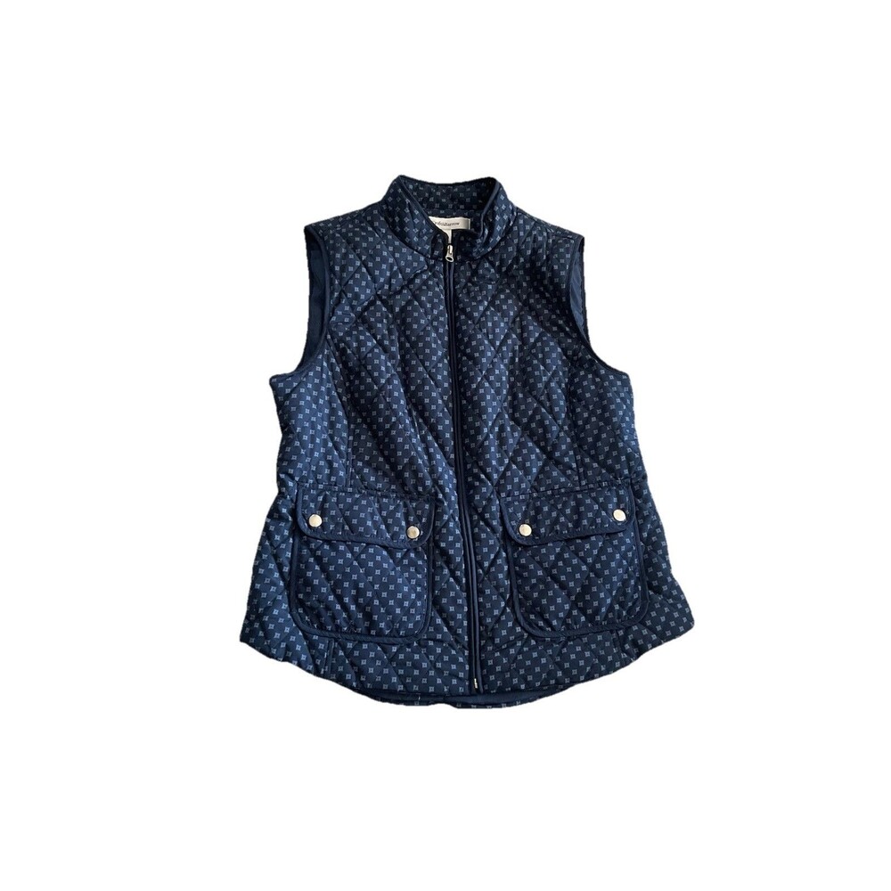 Croft&Barrow Vest Jacket Women’s Full Zip Snap Pockets Medium Blue